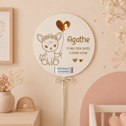 Ballon de naissance personnalisé Daim et miroir or avec ou sans bracelet de naissance