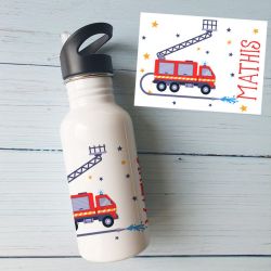 Gourde ou bouteille personnalisée pour enfant modèle Camion Pompier