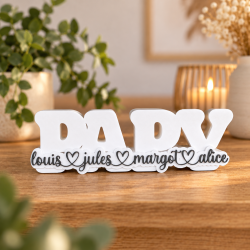 Sculpture déco Papy personnalisée avec prénoms