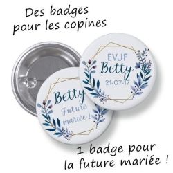 Badges EVJF rond grand format en métal - modèle Betty