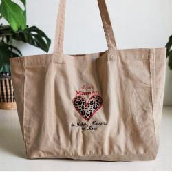 Totebag XXL en coton Léopard personnalisé