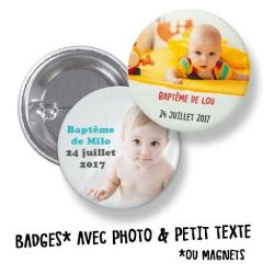 Badges ou magnets avec photo pour mariage| baptême|anniversaire| pacs...