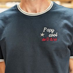 Tshirt brodé Papy Cool Col rond série Limitée