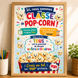 Affiche Motivation Classe | Pop-Corn – Décoration Positive pour Salle de Classe