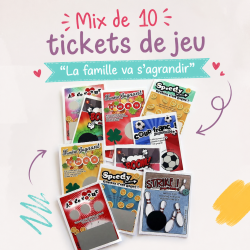 Lot de 10 tickets de jeu "La famille s'agrandit"|annonce grossesse