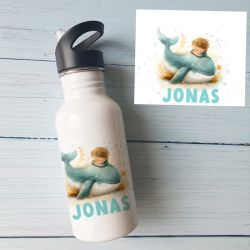 Gourde ou bouteille personnalisée pour enfant modèle Baleine