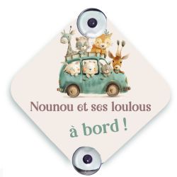 Plaque voiture personnalisée Nounou à bord - Animaux