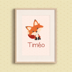 Affiche Renard personnalisée pour chambre d’enfant avec prénom