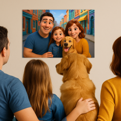 Affiche ou plaque alu personnalisée style Pixar / disney– À partir de votre photo – Déco originale famille ou couple