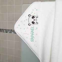 Cape de bain personnalisée en éponge | pour enfant | avec prénom | modèle Panda