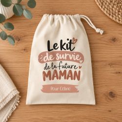 Pochon personnalisé « Kit de survie de la future maman » – Cadeau grossesse