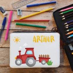 Trousse remplie crayons feutres personnalisée Tracteur