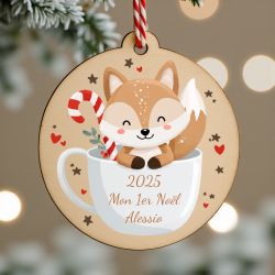 Suspension personnalisée en bois – Mon 1er Noël renard