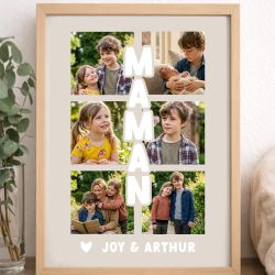 Affiche personnalisée Maman 6 photos – cadeau maman avec prénoms
