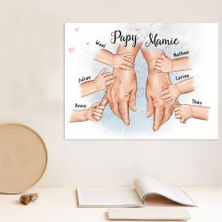 Affiche ou plaque alu Papy & Mamie et mains des petits enfants