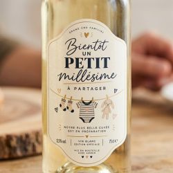 Étiquette bouteille annonce grossesse originale, bientôt un petit millésime, surprise futurs grands-parents, cadeau annonce bébé