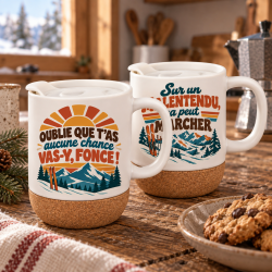 Mug Les Bronzés font du ski – Tasse humour montagne – Citation culte film ski – Cadeau skieur – À l’unité ou en duo