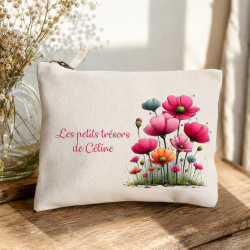 Pochette coton personnalisée Les petits trésors | Cadeau Fête des Mères avec prénoms |Maîtresse | Nounou |Atsem 
