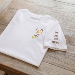 T-shirt Papy Poule personnalisé avec prénoms – Cadeau Grand-Père