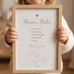 Affiche personnalisée «Nounou + prénom» | Cadeau de remerciement nounou avec définition personnalisée
