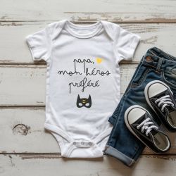 Body bébé personnalisé Papa mon héros préféré
