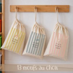 Sac de rangement enfant personnalisé Little Wild avec prénom – Pochon en coton 30 x 45 cm