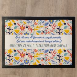 Tapis ou paillasson Fête des Mères floral – Ici vit une Maman exceptionnelle