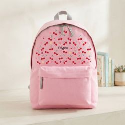 Sac à dos école fille personnalisé avec prénom | Cherry - Couleur Rose clair Moyen 13L