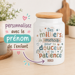 Pot à cookies personnalisé Des milliers de mercis – Cadeau maîtresse personnalisé