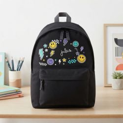 Sac à dos école enfant personnalisé avec prénom | Pop - Couleur Noir grand 18L