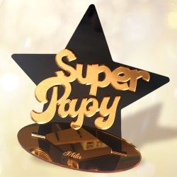 Trophée Super Papy avec socle personnalisé